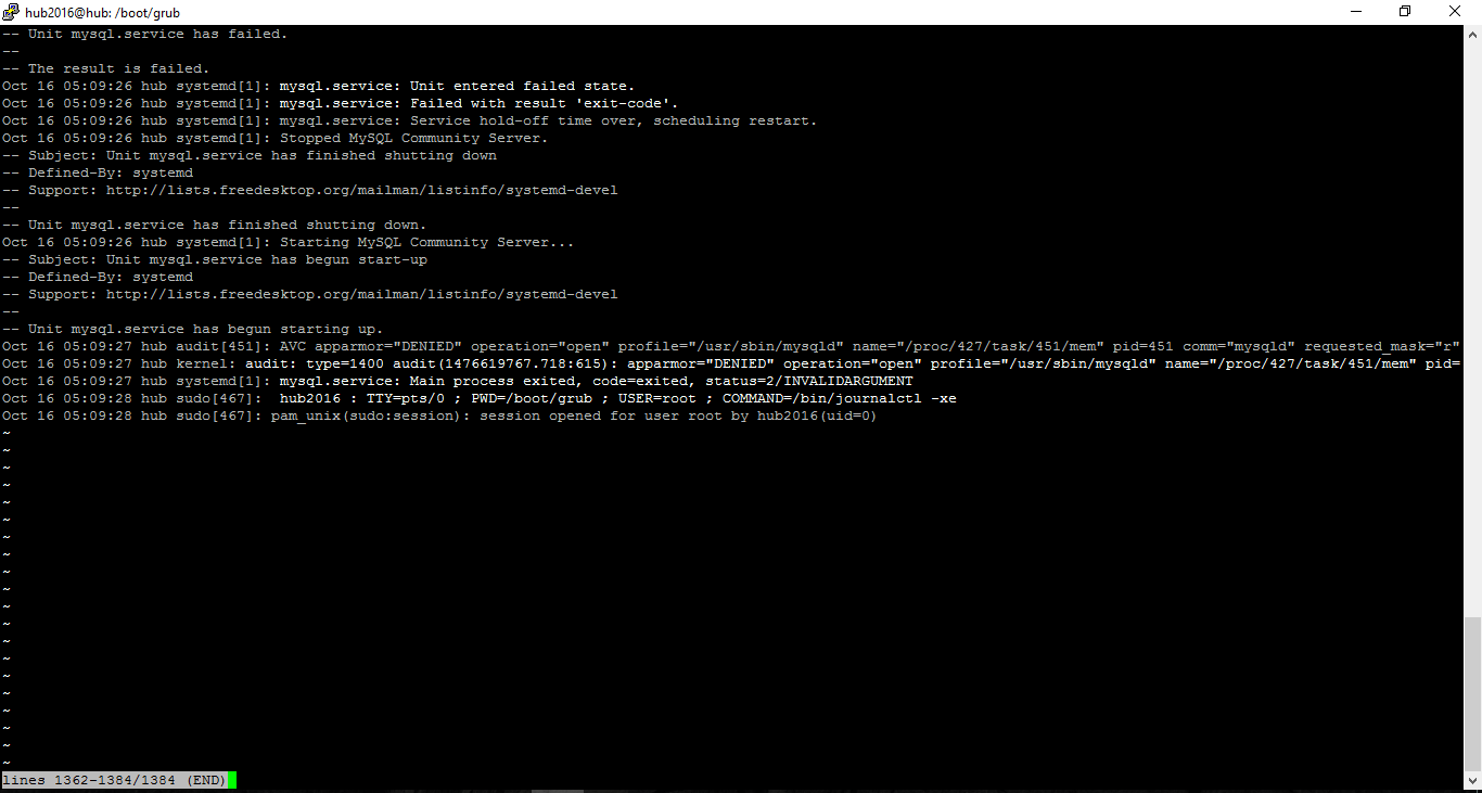 server Problem trying to start MySQL service in Ubuntu 16.04 Ask Ubuntu