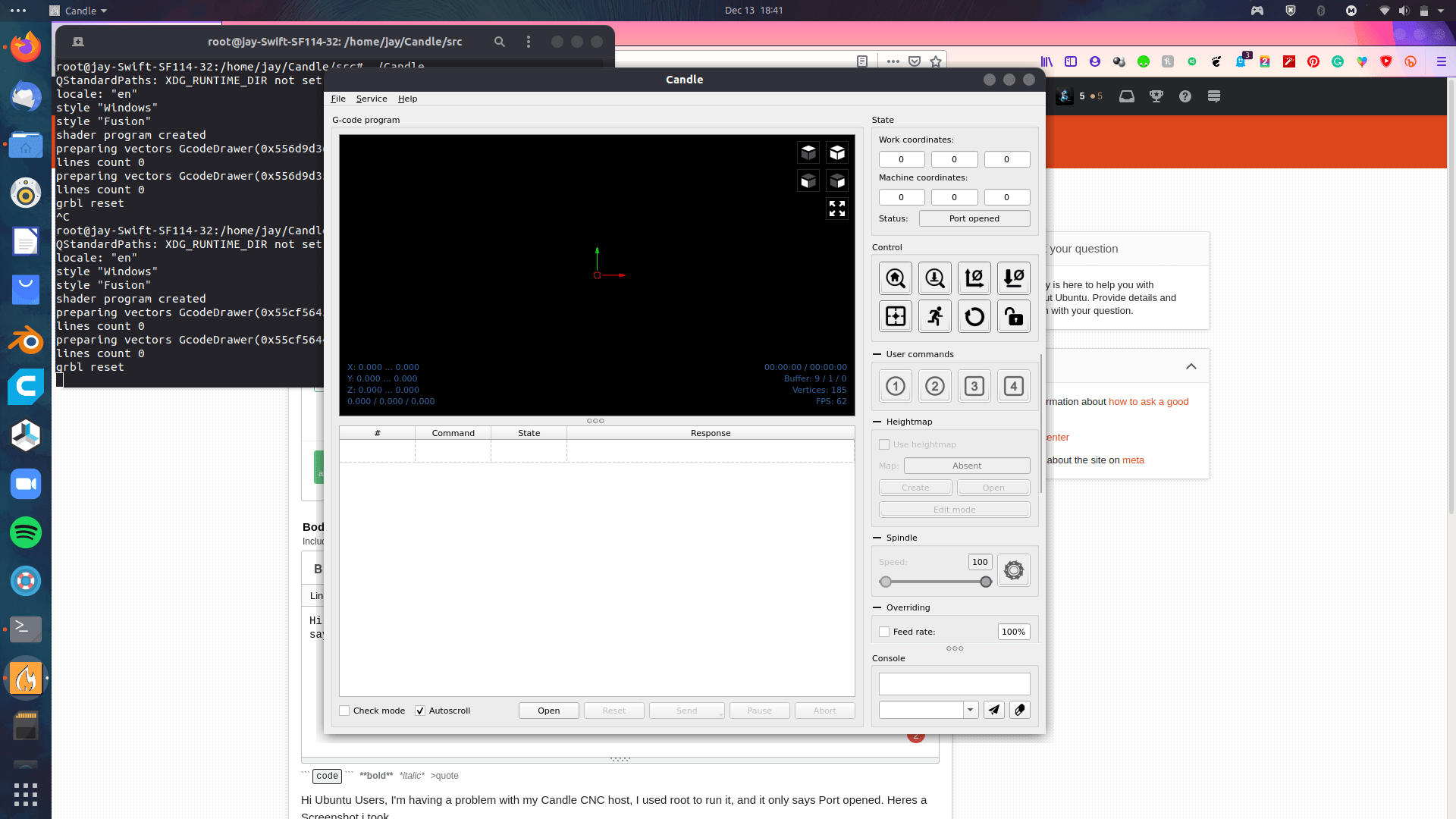 20.10 - SOLVED Candle Grbl only says port opened - Ask Ubuntu