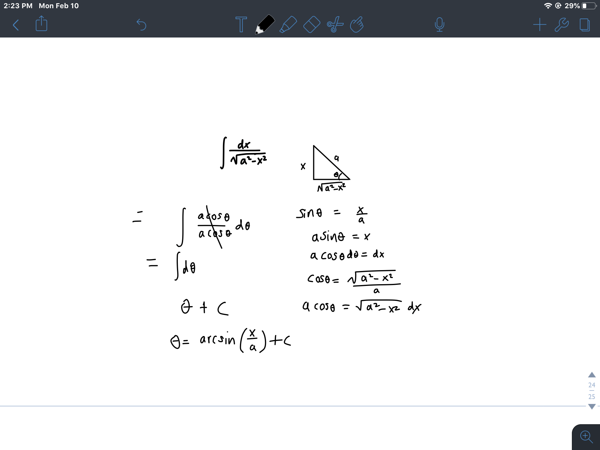 Calculus Integrate Fraction Containing Arcsin Component Mathematics