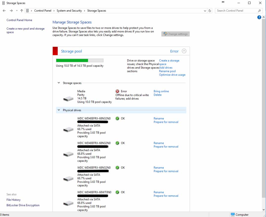 hard drive Windows 10 home server RAID errors Super User