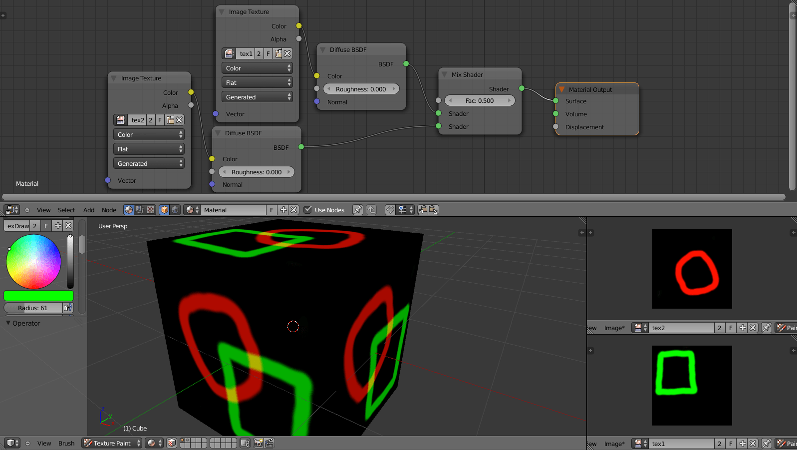 3d view How to edit textures with texture paint in Cycles like GLSL