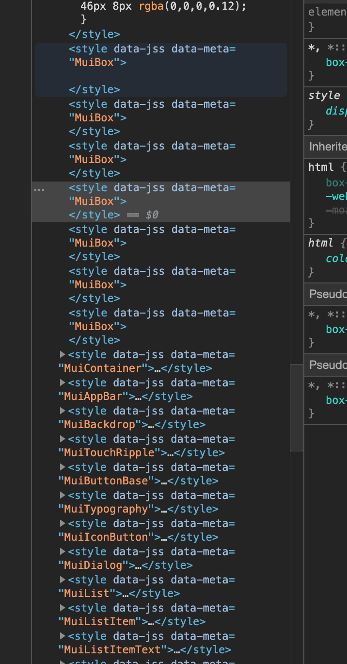 reactjs MaterialUI Box Component Import Order and Style Tag