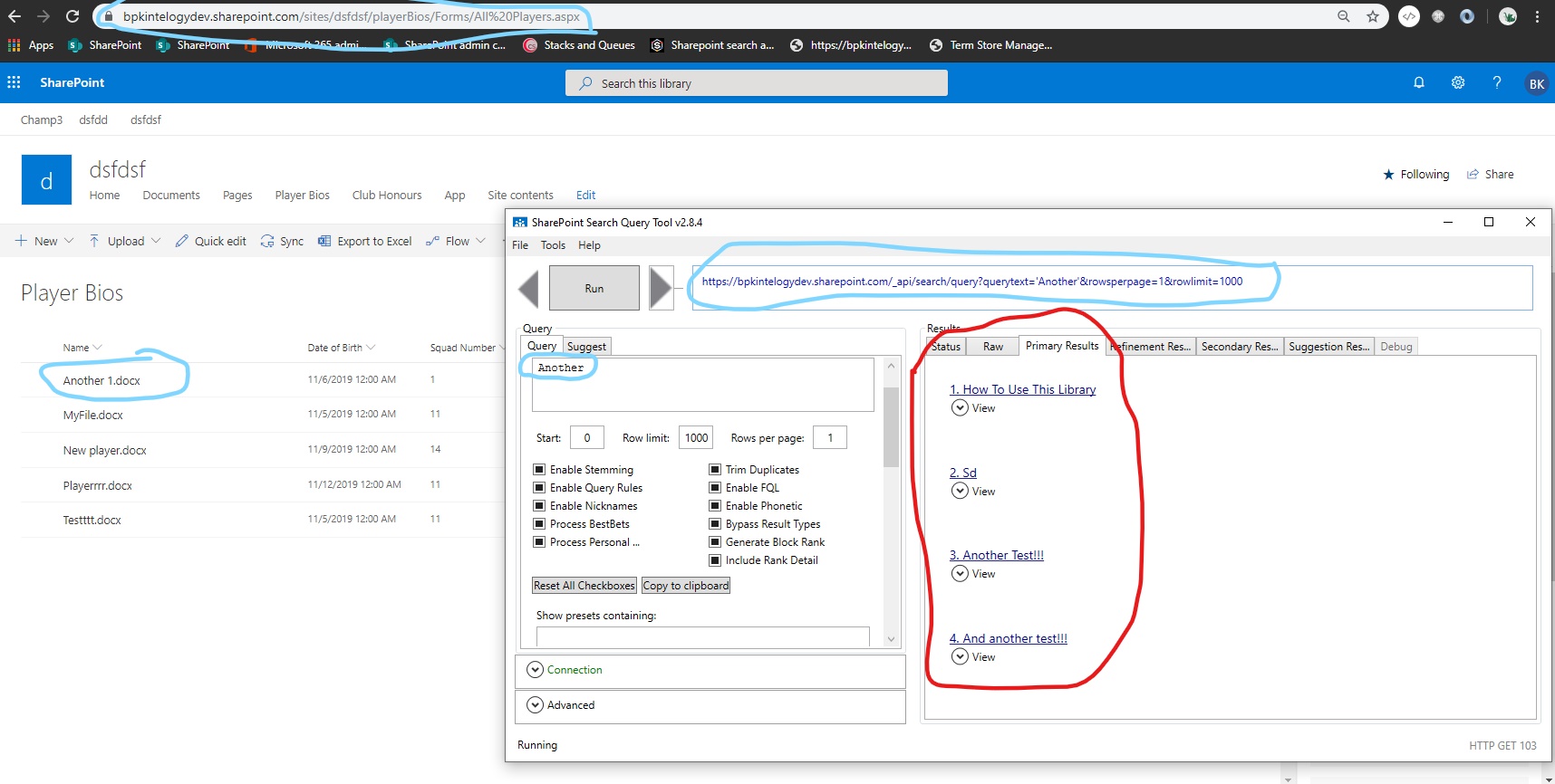 Documents not appearing in Primary Results Sharepoint online