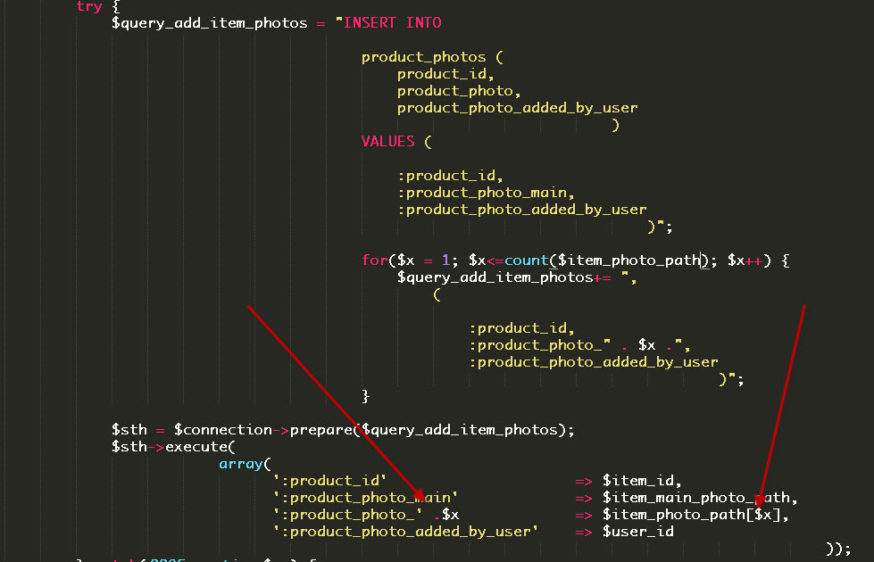 mysql PHP/PDO how to insert a FOR loop in the execute(array