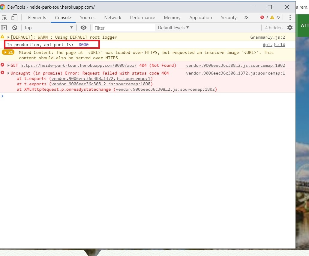 node.js Not able to access process.env.PORT from Heroku after