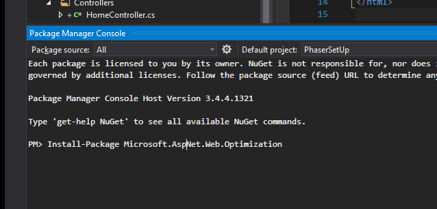 phaserframework Phaser environment setup MVC5