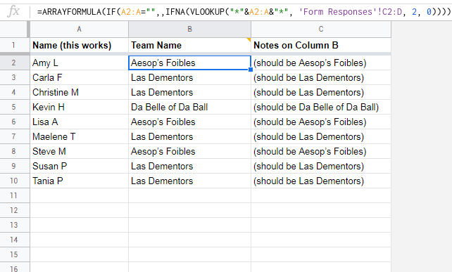 arrays Find name in one column, return value from another Stack