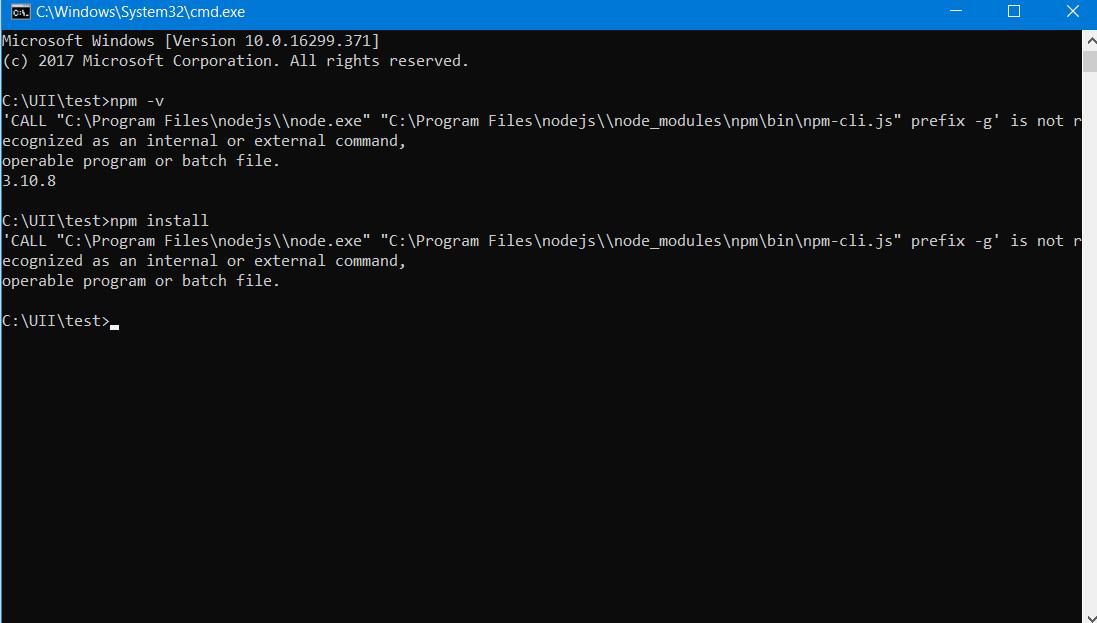 npm install npm not recognized as internal or external command