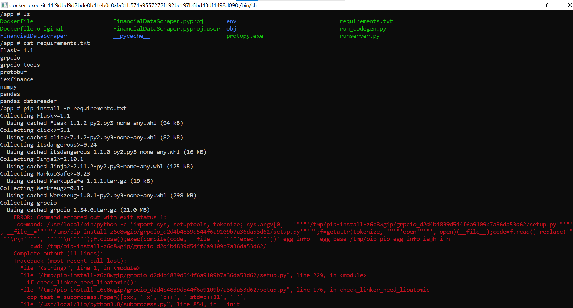 docker Cannot install some of requirements.txt python