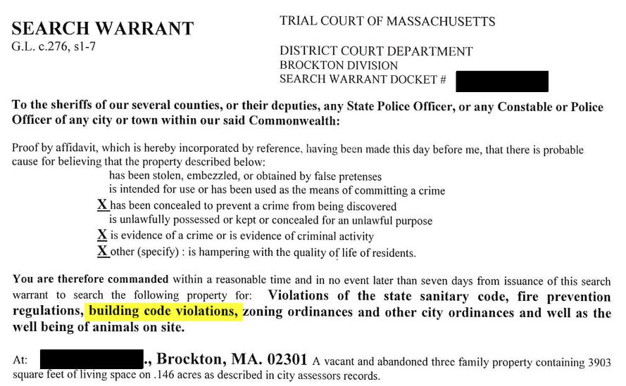 real estate Can building inspection obtain warrant to inspect