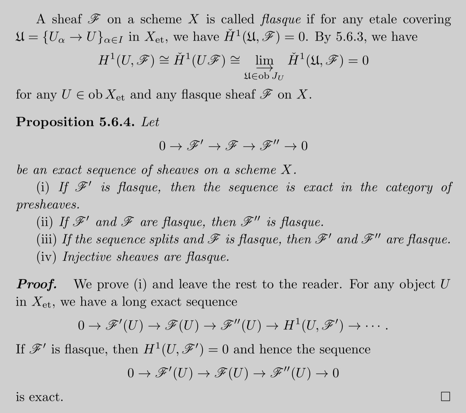 algebraic geometry A question about Flasque Sheaves on a site