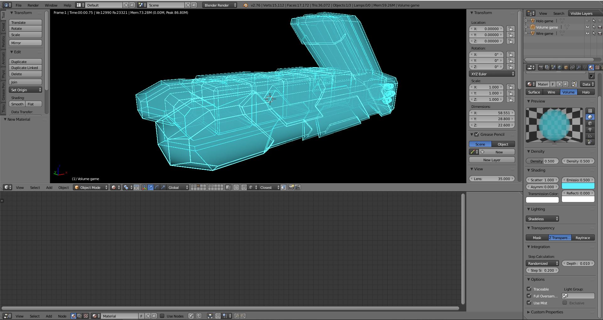 How to create volumetric/smoke material in blender game engine