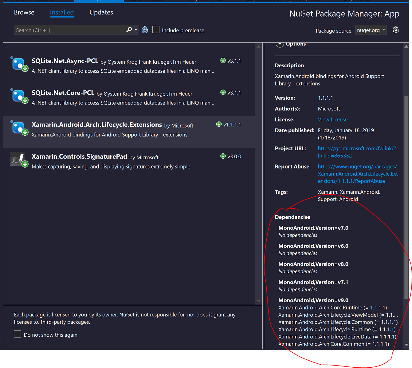 c How to use Xamarin.Android.Arch.Lifecycle.Extensions with API