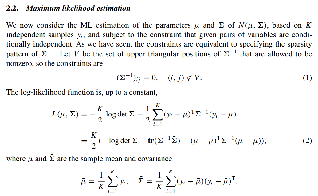 matrices Derivation of Maximum Likelihood Estimation for Multivariate