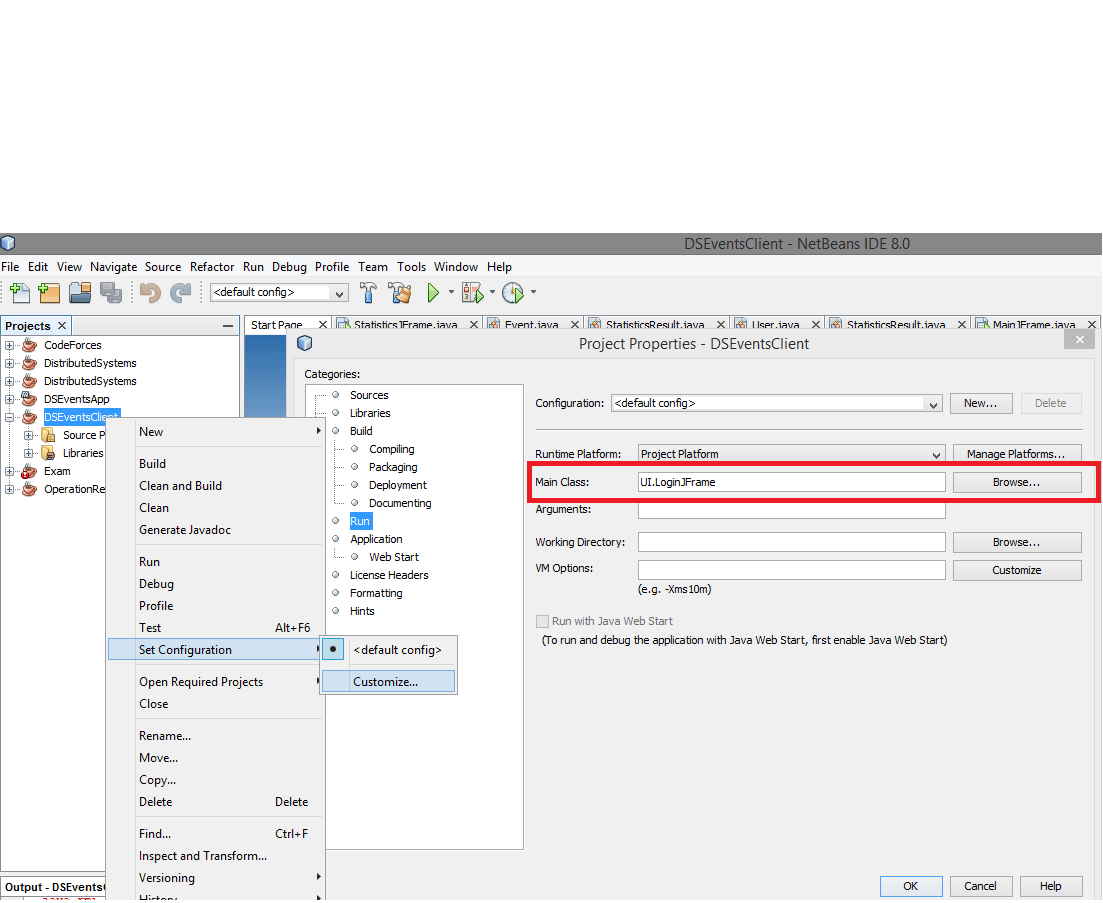 netbeans how to set default main class in java? Stack Overflow