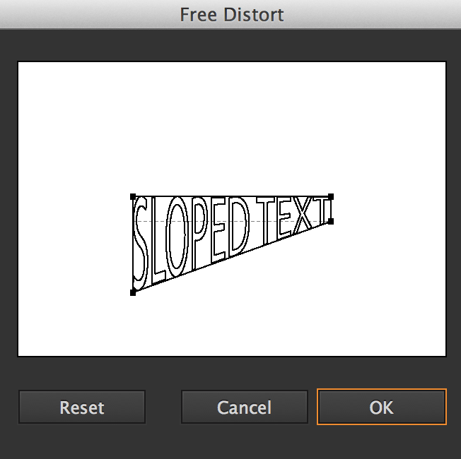 adobeillustrator Efecto de texto inclinado/inclinado en Illustrator