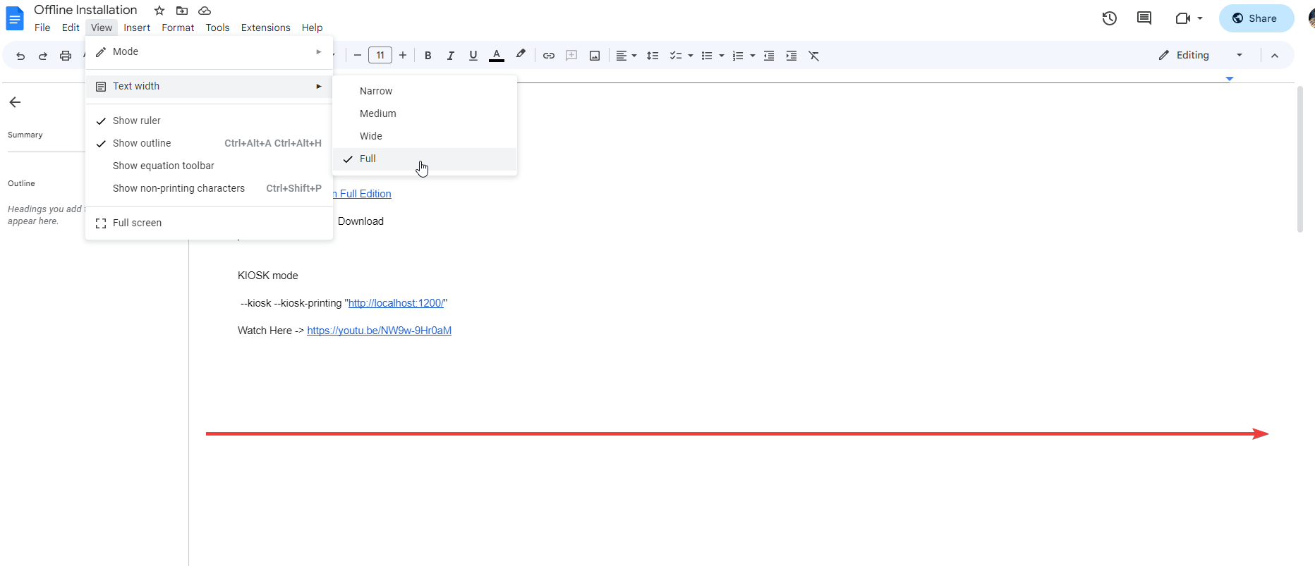 How to use full screen width in Google Docs Web Applications Stack