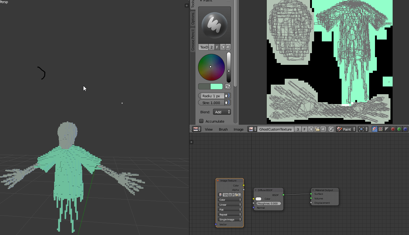 Blender Texture Paint a Voxel Model 64px x 64px texture Need Pencil