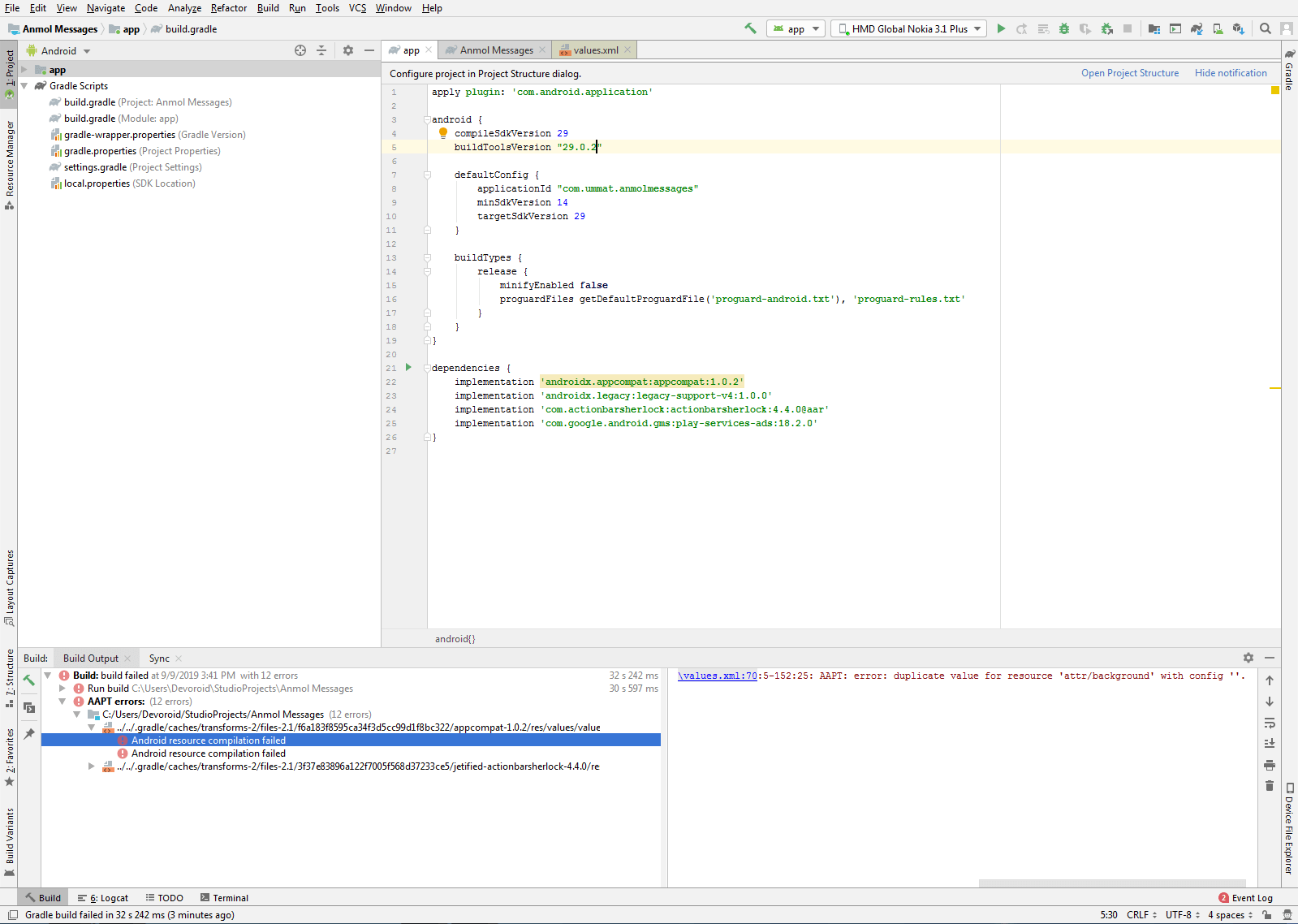 java failed linking references resource and duplicate