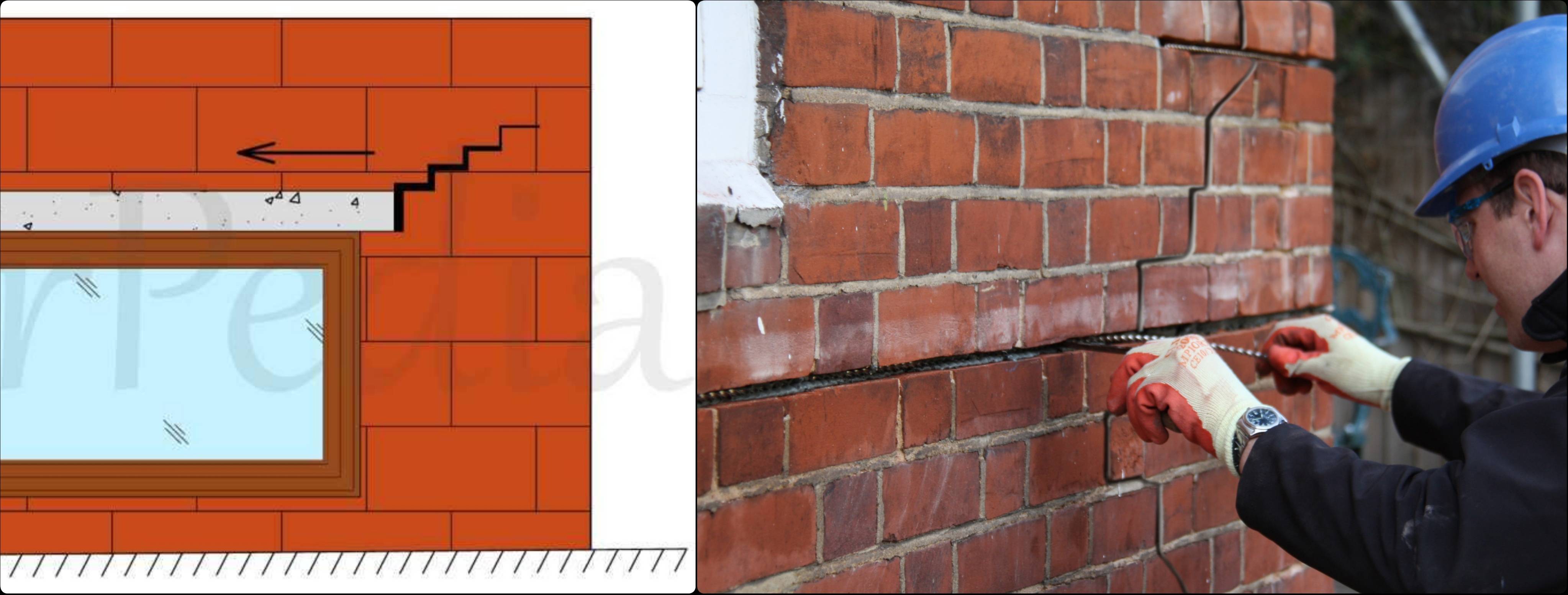 civil engineering Cause of stepped crack up and away from lintel
