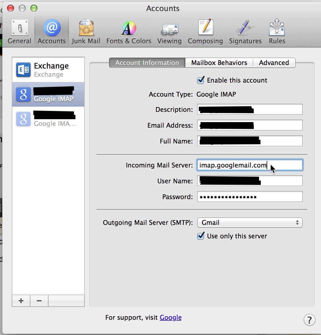 Apple mail preferences how to set server lpocollective