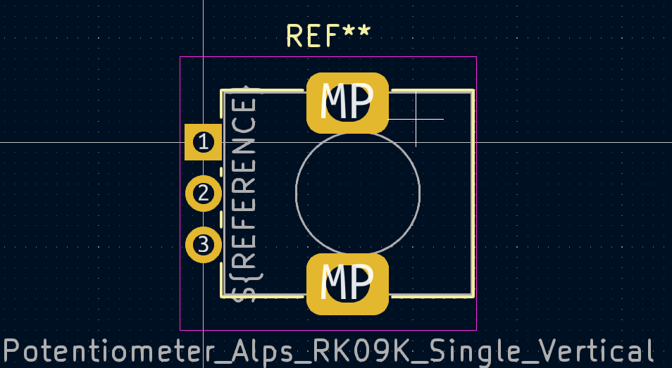 kicad Footprint for potentiometer with support pins Electrical