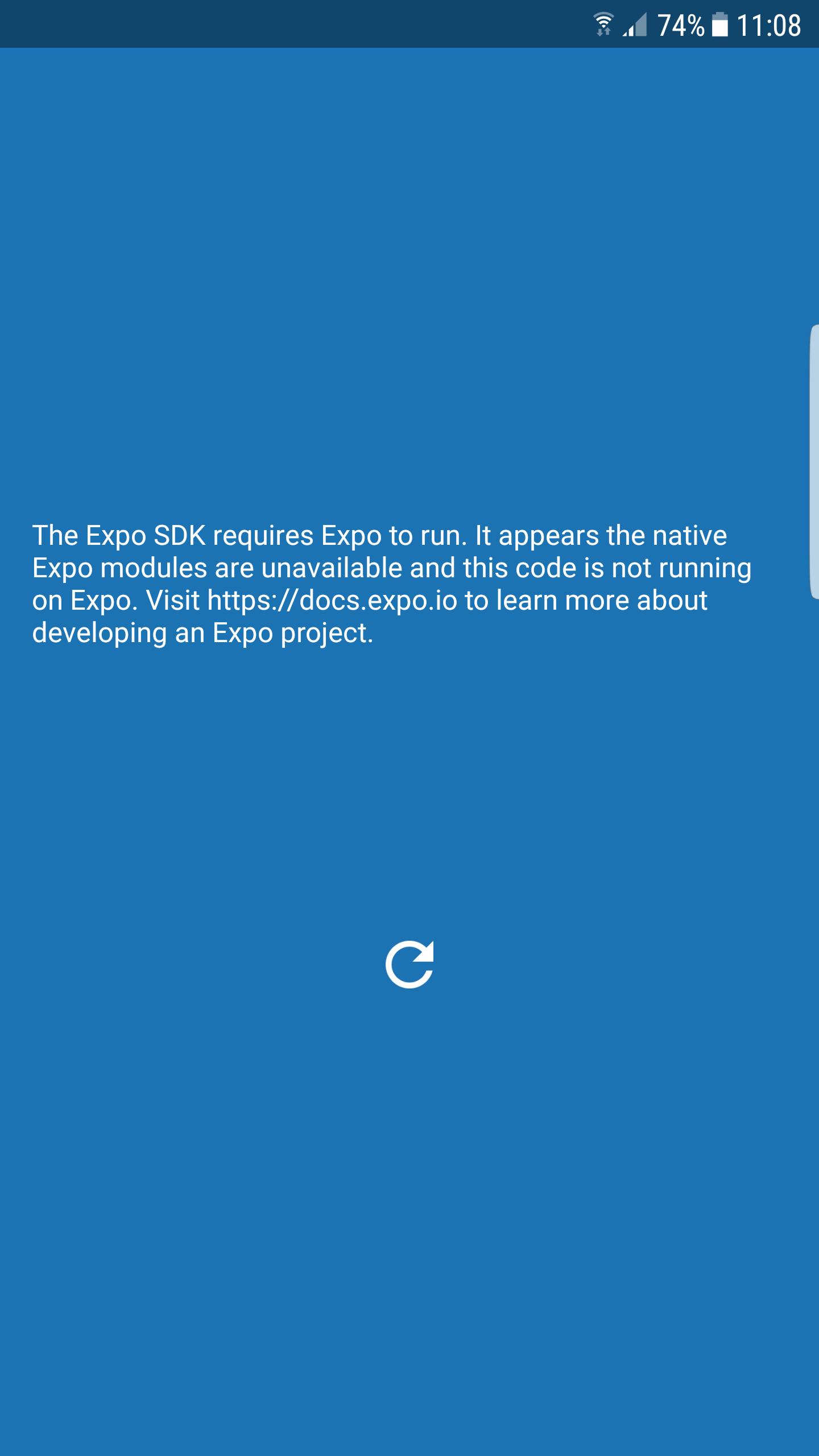 expo Reactnative app with expokit crash on android