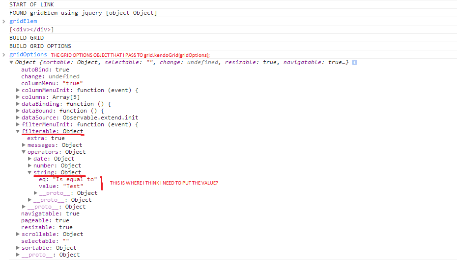 angularjs Set predefined value for filter in Kendo UI Grid Stack