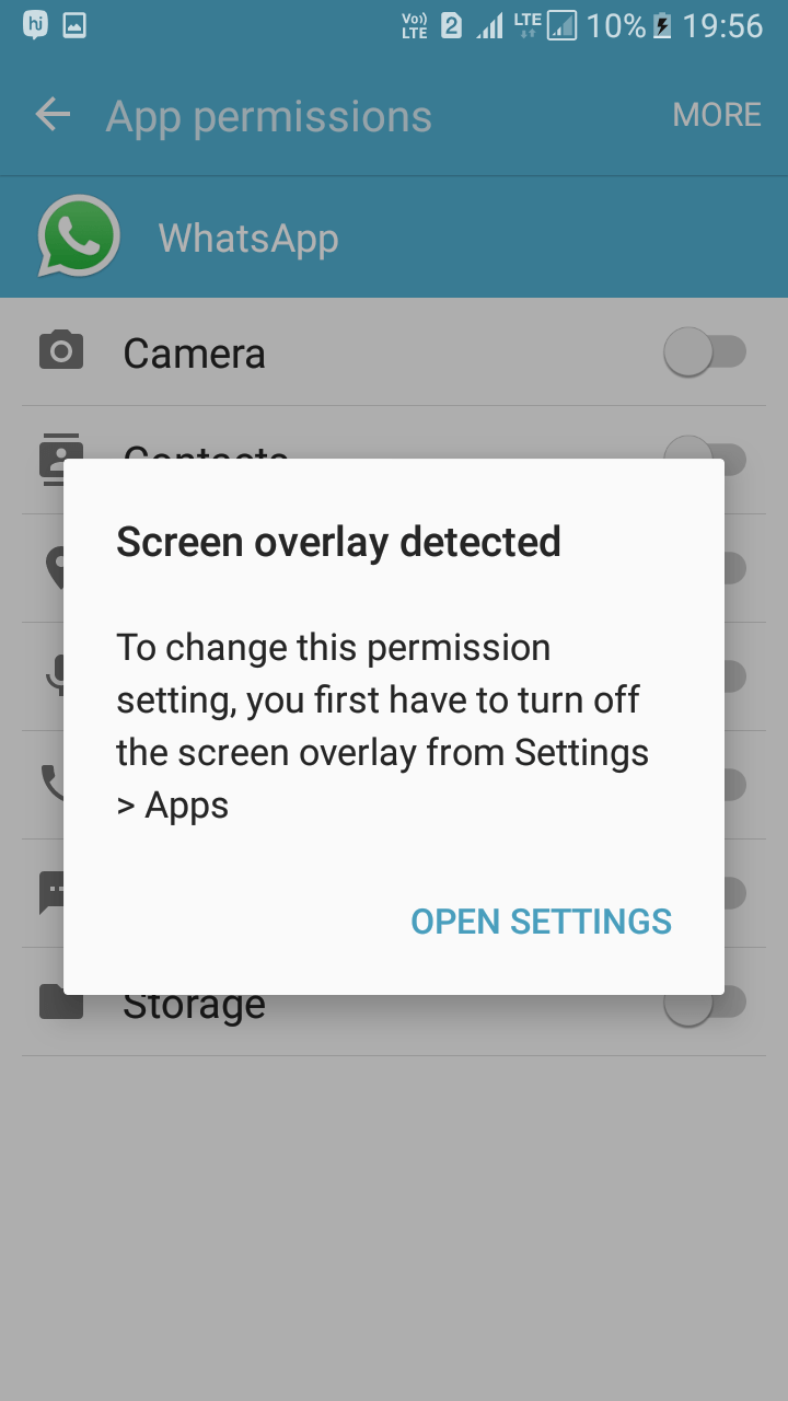 How to turn off screen overlay detection prom.. I have tried all ways