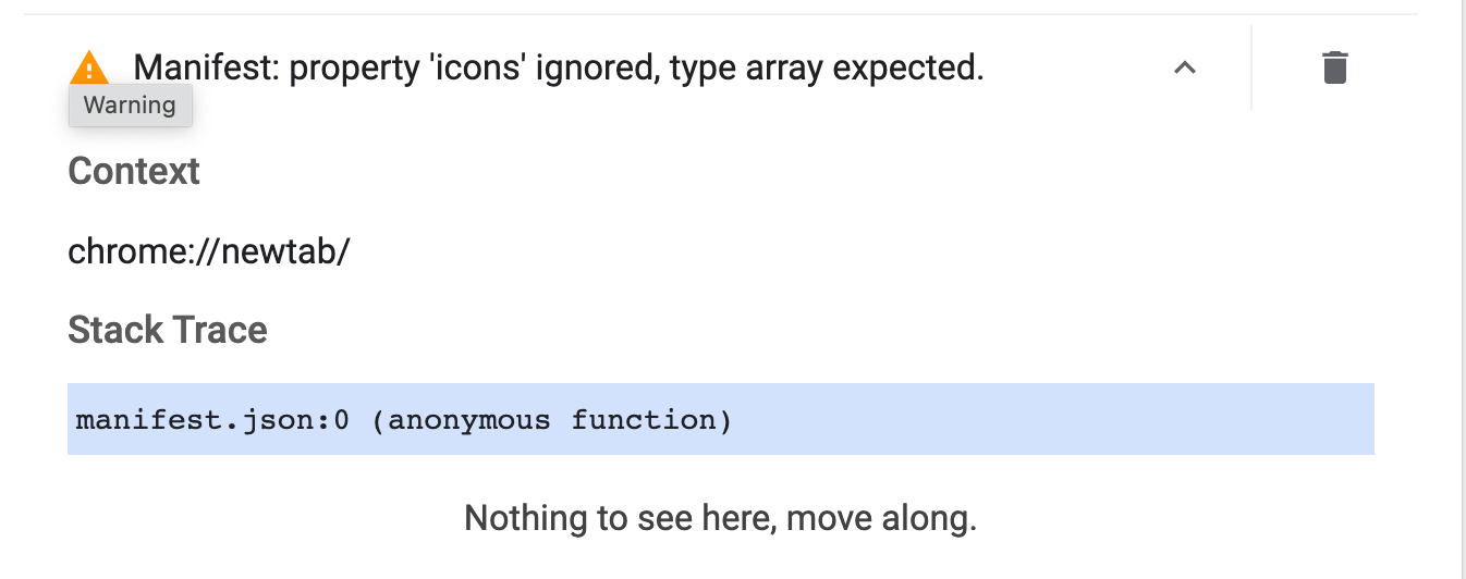 Chrome extension Manifest warning regarding icons type Stack Overflow