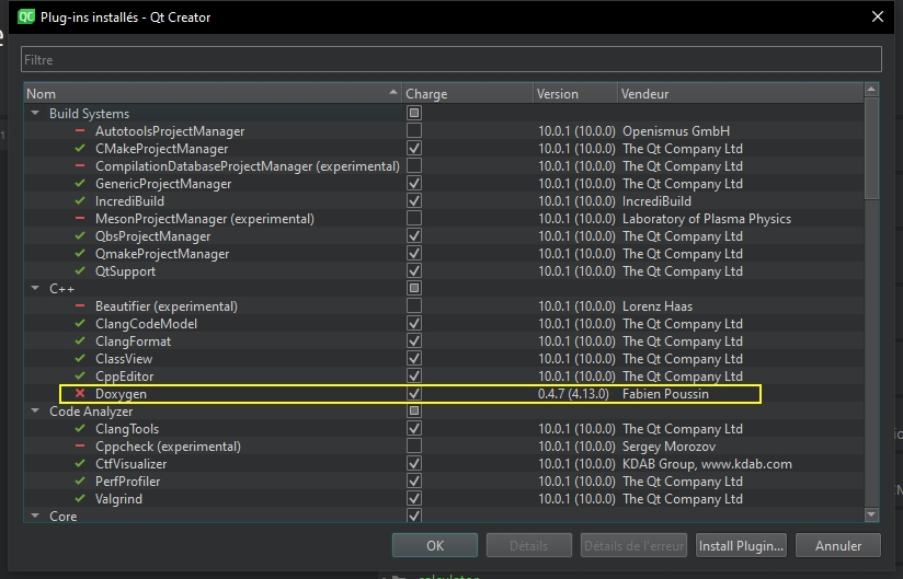 How to update the Doxygen plugin in Qt Creator 10.0.0 for successful