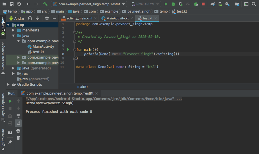 Run single kotlin class with main function in android studio