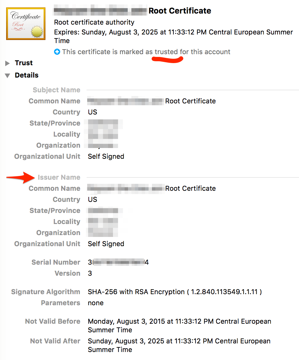 openssl SSL self signed certificate CER exception added
