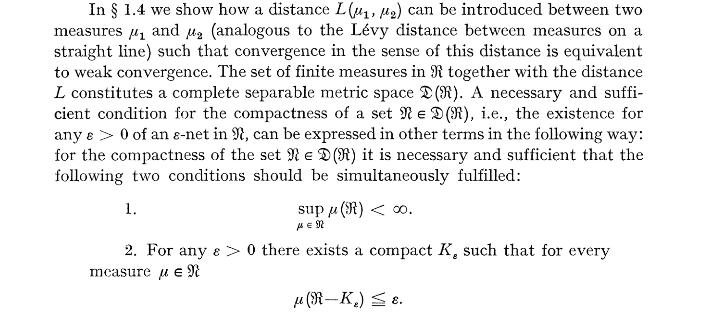probability theory Bounded, tight sets of measures are compact? Mathematics Stack Exchange
