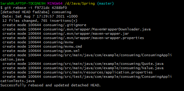 Git command rebase two commit history Stack Overflow