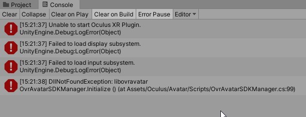 unity3d "Unable to start Oculus XR Plugin" error when starting game