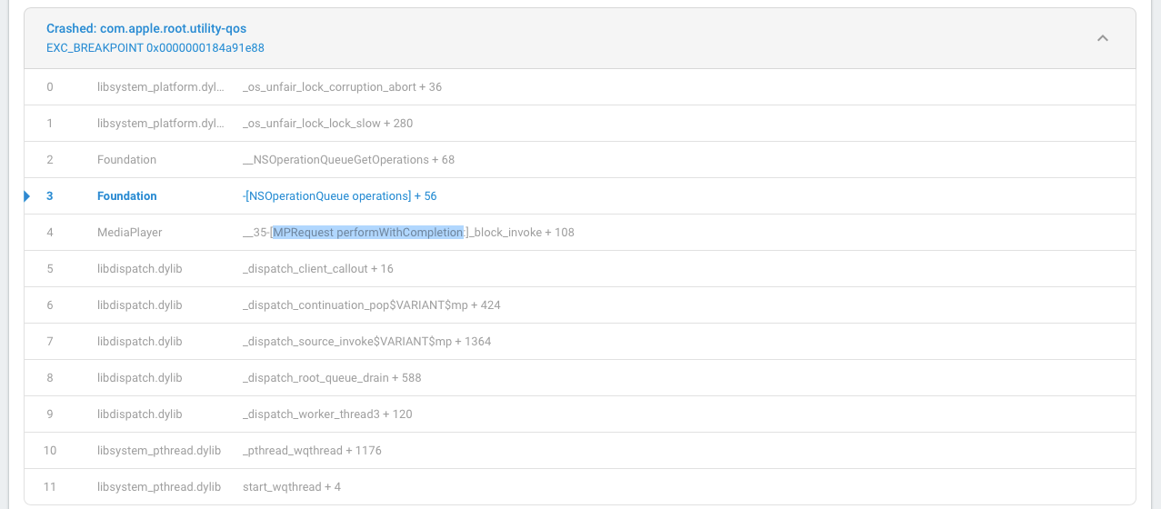 Crashed com.apple.root.utilityqos