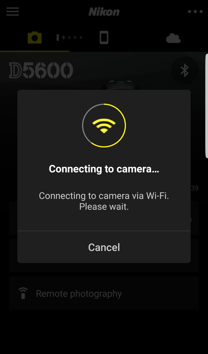 Nikon D5600 Android mobile cannot connect to camera's wifi