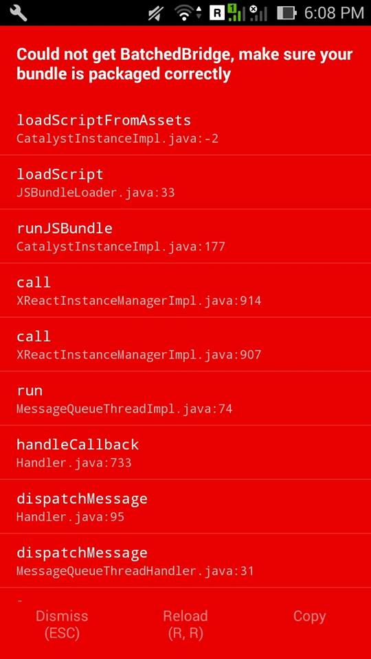 javascript React native running on the device error Stack Overflow