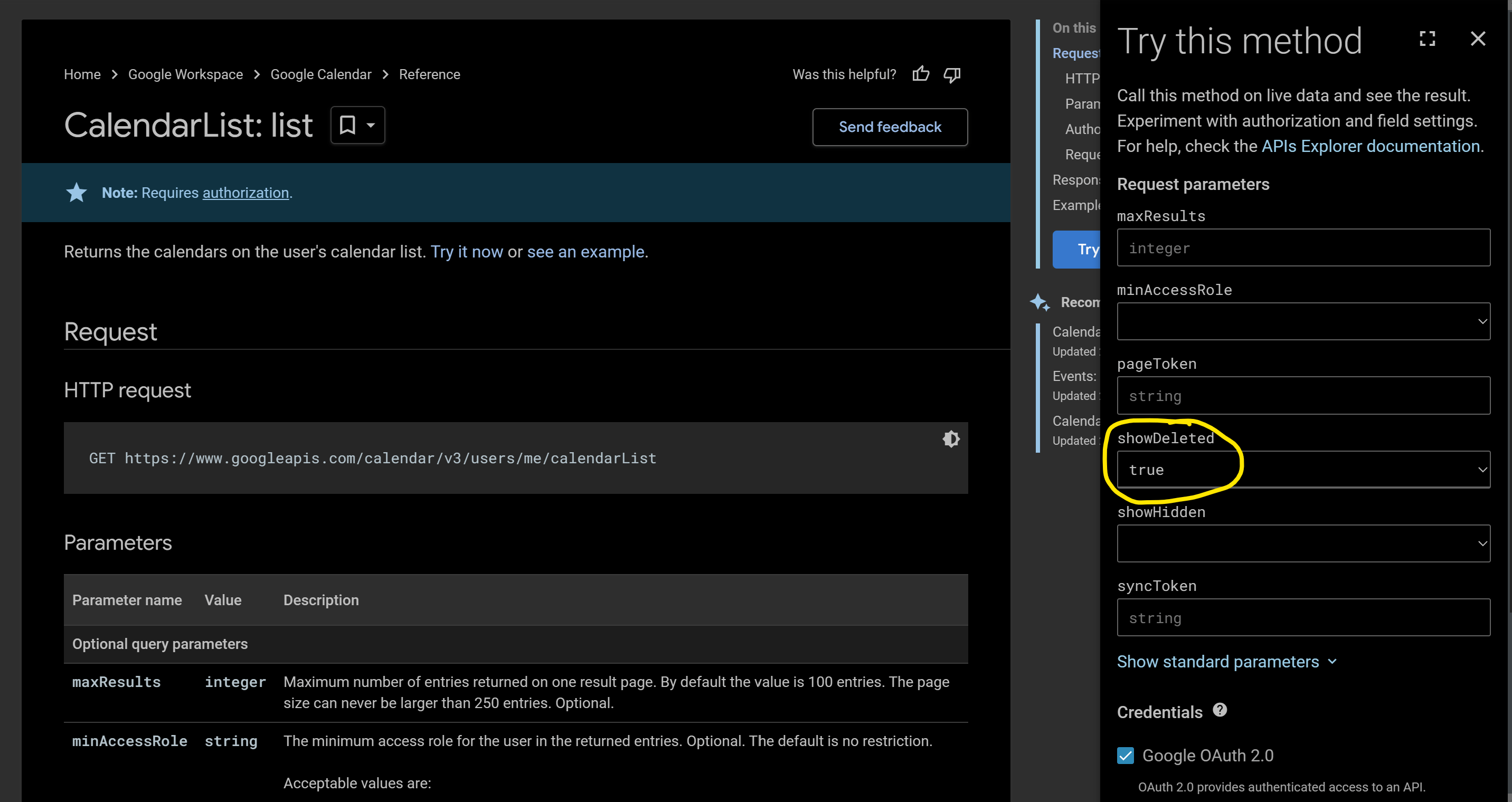 Is there any delay in Google Calendar API v3 before deleted calendar