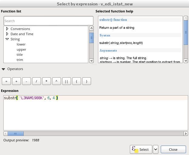 [GIS] the expression for getting a subset of characters in QGIS Field