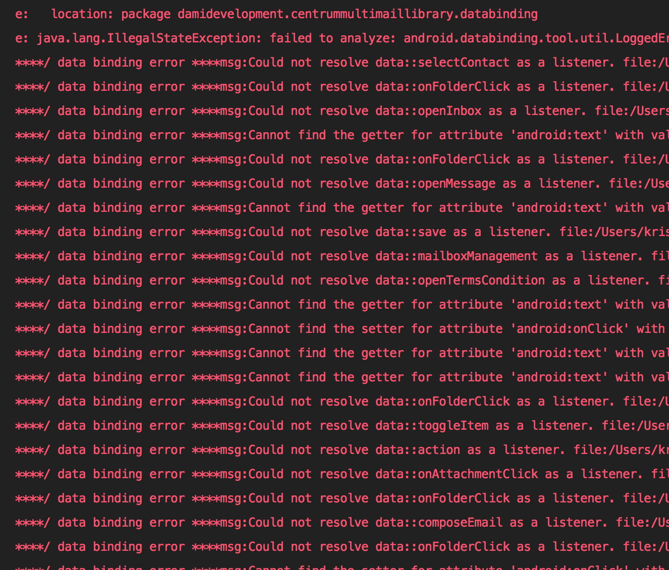 android Data binding errors in application module Stack Overflow
