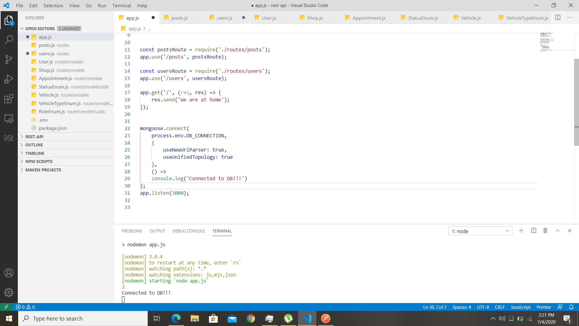 javascript Express routing param seen as endpoint