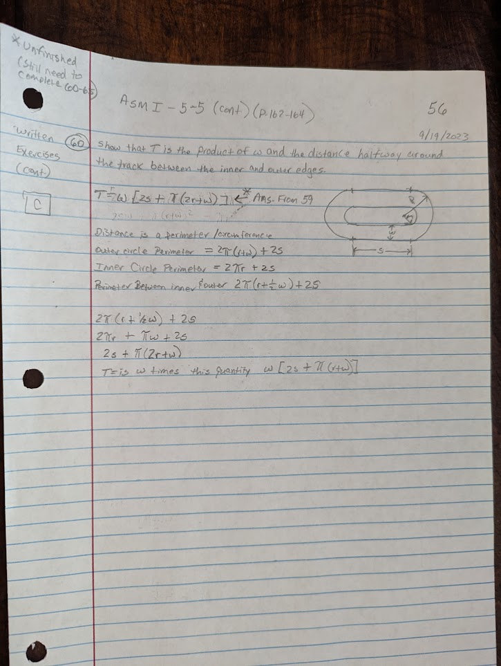 algebra precalculus Distance Halfway Around Track Between Inner and
