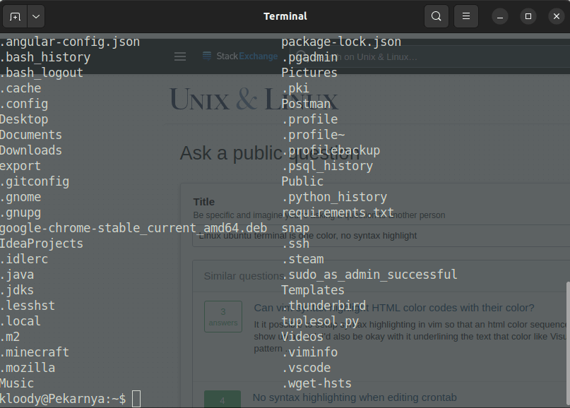 shell Linux ubuntu terminal is one color, no syntax highlight Unix