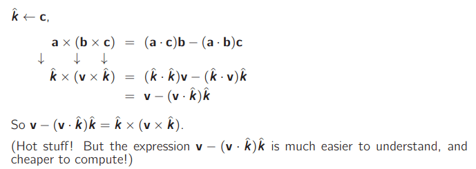 Projection of vector a onto vector b using vector triple product