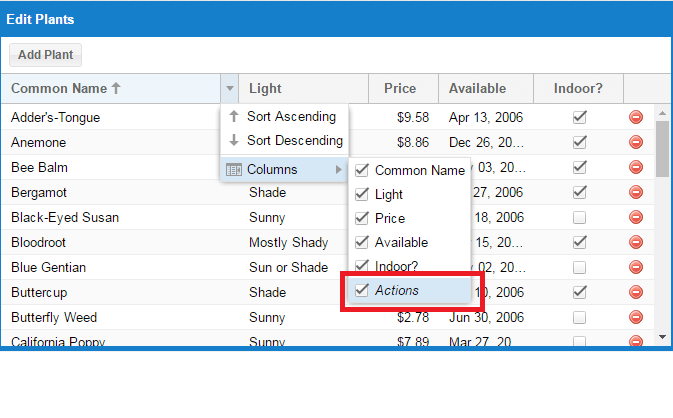 extjs4.2 actioncolumn xtype column header is showing Actions in