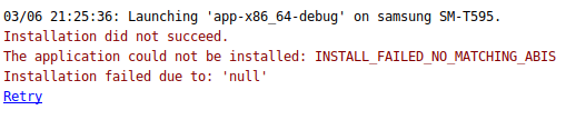 android studio Cordova Crosswalk installation of Andoirdapk failed