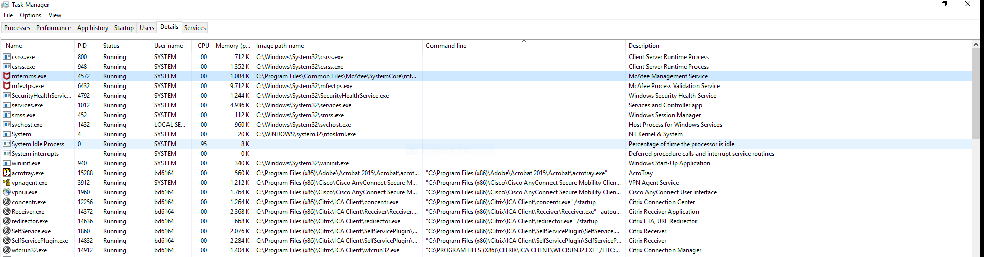 Do all Windows processes have an associated commandline, or is it only