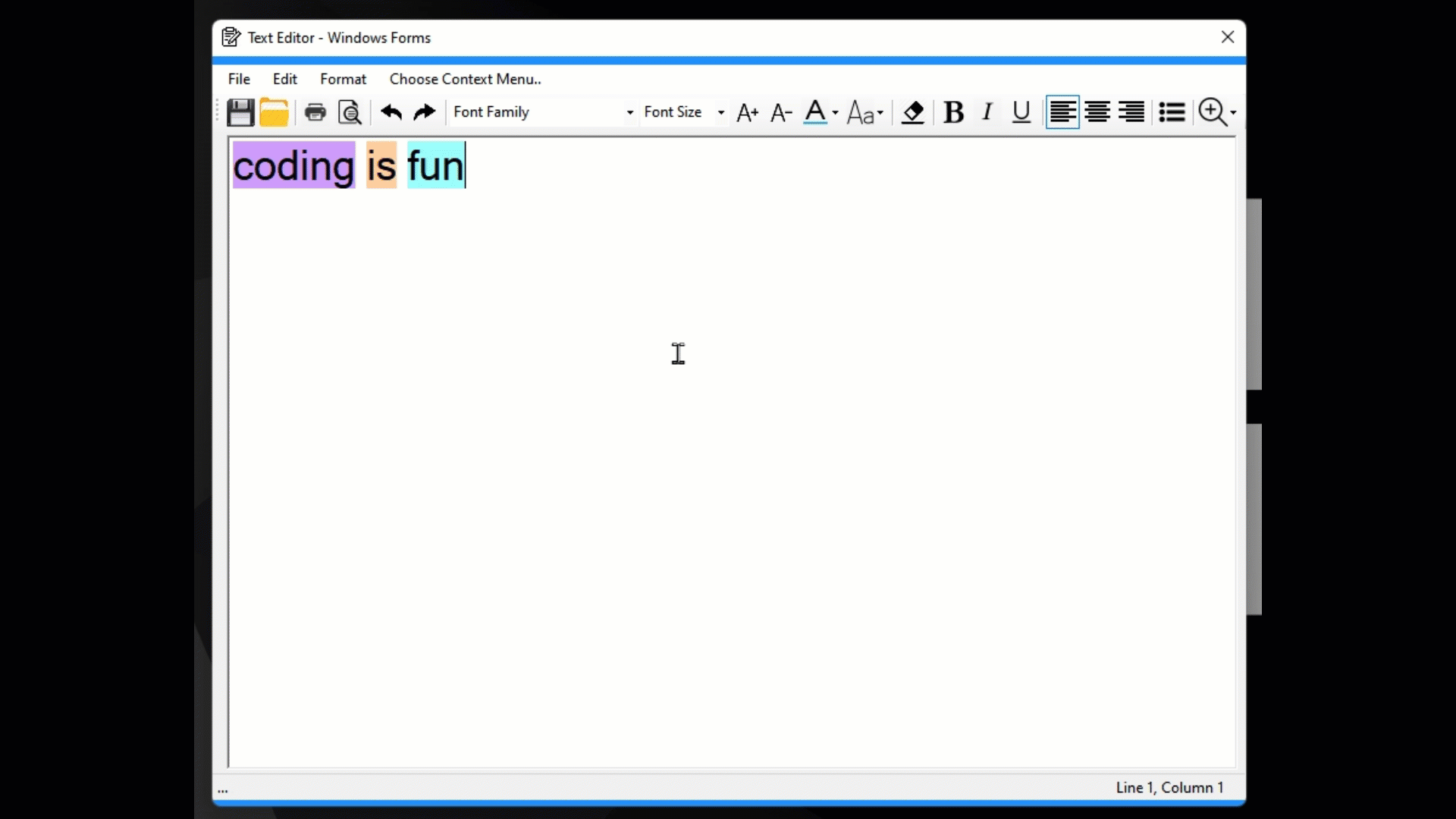 winforms How to use RichTextBox.SelectionColor property to identify